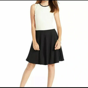 Lauren Ralph Lauren Two Tone Sleeveless Cream Black Crepe Fit & Flare Dress